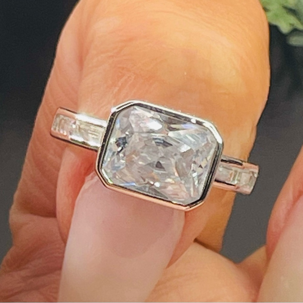 Silver 925 Beautiful Rectangle Style Ring Size 6,… - image 6